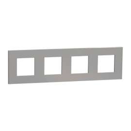 Plaque Unica Deco Schneider Electric - 4 postes - Aluminium - Vertical/Horizontal