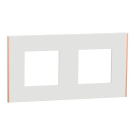 Plaque Unica Deco Subtil Schneider Electric - Blanc liseré cuivre - 2 postes