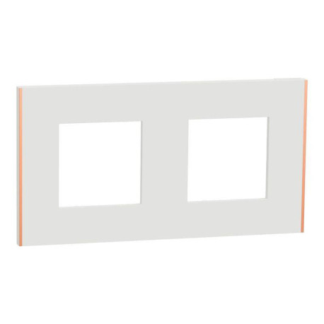 Plaque Unica Deco Subtil Schneider Electric - Blanc liseré cuivre - 2 postes