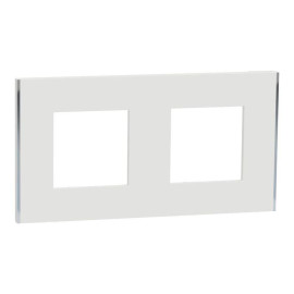 Plaque Unica Deco Subtil Schneider Electric - Blanc liseré argent - 2 postes