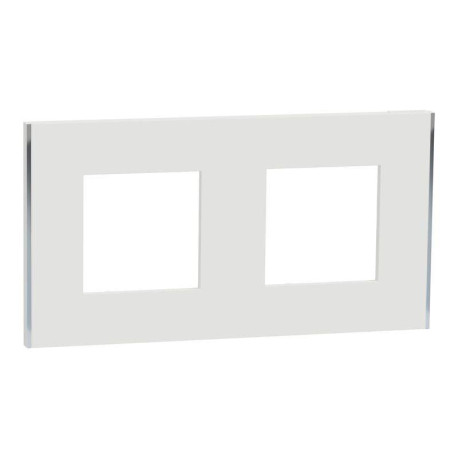 Plaque Unica Deco Subtil Schneider Electric - Blanc liseré argent - 2 postes