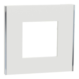 Plaque Unica Deco Subtil Schneider Electric - Blanc liseré argent - 1 poste