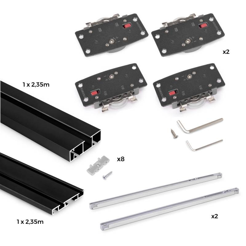 [6213714 - Emuca] Kit de ferrure Flow2 - Rails de surface noirs
