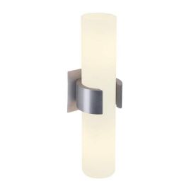 Applique DENA 2 E14 230V 40W x2 aluminium brosse et verre satine