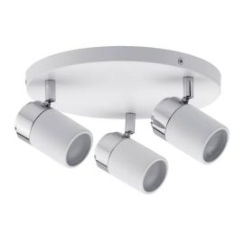 Plafonnier 3 sources Zyli - Blanc/chrome - 3x10W - GU10 - IP44 - Dimmable - Sans ampoule