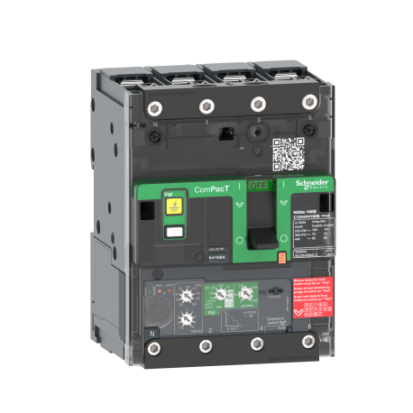Disjoncteur différentiel Vigi ComPacT NSXmE - MicroLogic 4.1 - Type A/AC - 160A - 4P4D - 16kA - Borne à cosses