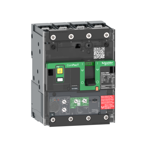 Disjoncteur différentiel Vigi ComPacT NSXmN - MicroLogic 4.1 - Type A/AC - 160A - 4P4D - 50kA - Borne à cosses