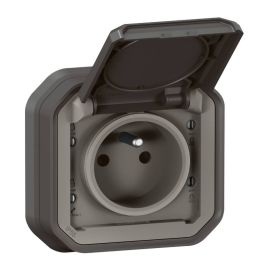 Prise de courant 2P+T étanche Plexo Legrand - 16A - Complet - Encastré - Anthracite