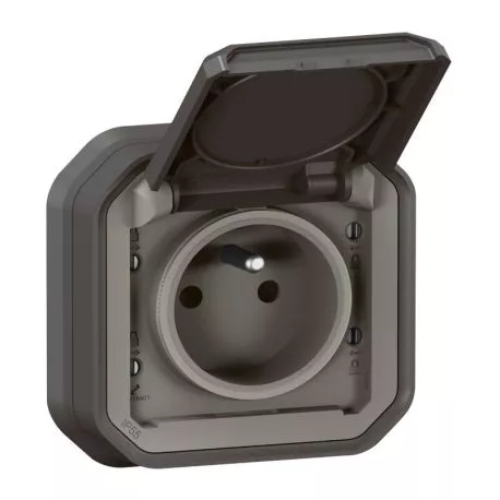 Prise de courant 2P+T étanche Plexo Legrand - 16A - Complet - Encastré - Anthracite