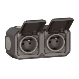 Double prise de courant 2P+T étanche Plexo Legrand - 16A - Complet - Anthracite
