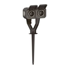 Double prise 2P+T 16A étanche et précâblée sur piquet de jardin Plexo Legrand - Complète - Anthracite
