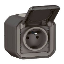 Prise de courant 2P+T étanche Plexo Legrand - 16A - Complet - Anthracite