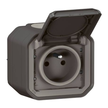 Prise de courant 2P+T étanche Plexo Legrand - 16A - Complet - Anthracite