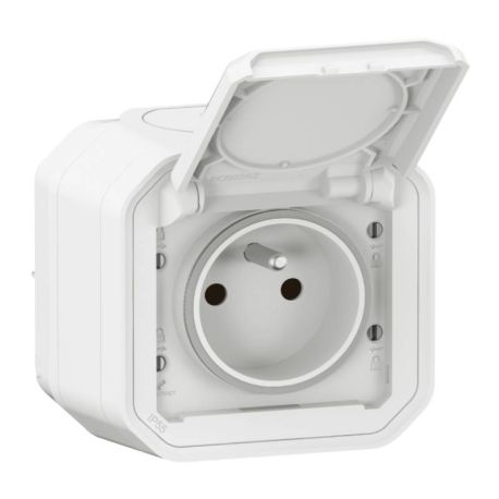 Prise de courant 2P+T étanche Plexo Legrand - 16A - Complet - Blanc