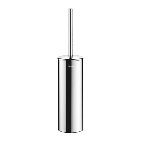 Porte-balai mural avec brosse WC et couvercle Delabie - Inox brillant