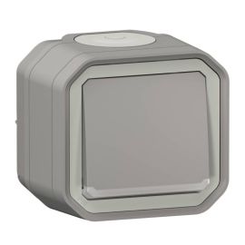 Va-et-vient étanche avec voyant témoin Plexo Legrand - 10AX - IP55 - Complet - En saillie - Gris
