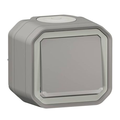 Va-et-vient étanche avec voyant témoin Plexo Legrand - 10AX - IP55 - Complet - En saillie - Gris