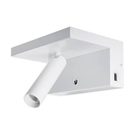 Applique murale MILO 2 Indigo - 5W - 3000K - 2USB - Blanc mat - Non dimmable