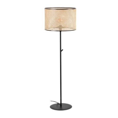 Lampadaire Mambo Faro - Noir/rotin - Sans ampoule - E27