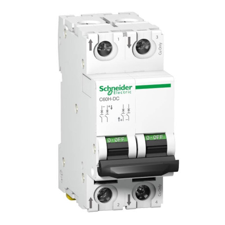 Disjoncteur miniature 5A Acti9 C60H-DC Schneider Electric - 2P - 6kA/500V - Courbe C