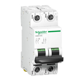 Disjoncteur miniature 15A Acti9 C60H-DC Schneider Electric - 2P - 6kA/500V - Courbe C