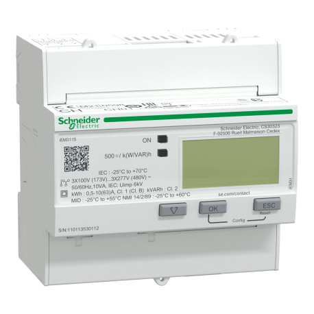 Compteur d'énergie triphasé Acti9 iEM-3115 Schneider Electric - 63A - Multi Tarif - MID