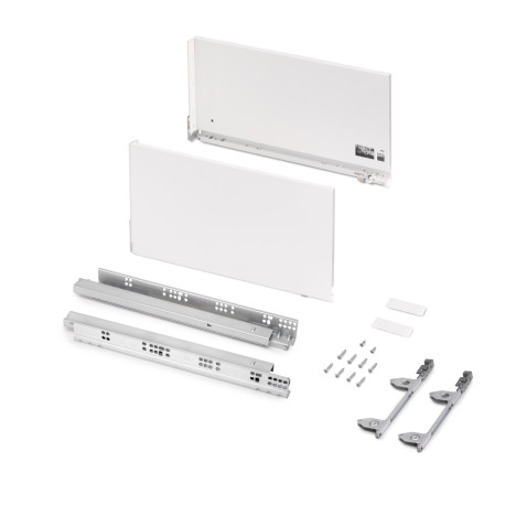 Kit tiroir extérieur Vertex 3D Emuca - 60kg - H. 242mm - P. 450mm - Acier - Blanc