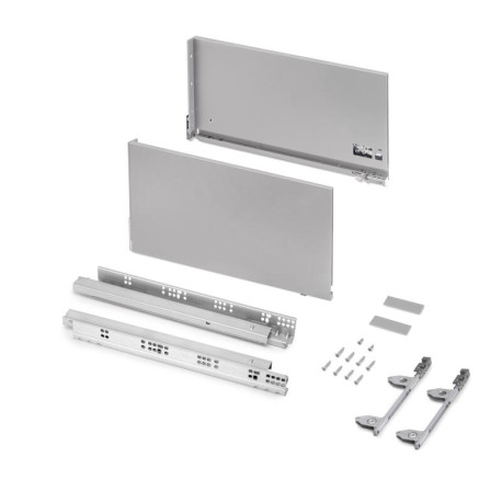 Kit tiroir extérieur Vertex 3D Emuca - 60kg - H. 242mm - P. 450mm - Acier - Alu