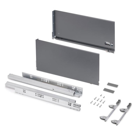 Kit tiroir extérieur Vertex 3D Emuca - 60kg - H. 242mm - P. 450mm - Acier - Anthracite
