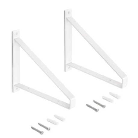 Jeu de 2 supports triangulaires Shelf Emuca - Pour étagères bois - Acier - Blanc