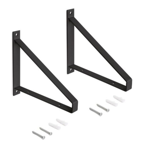 Jeu de 2 supports triangulaires Shelf Emuca - Pour étagères bois - Acier - Noir
