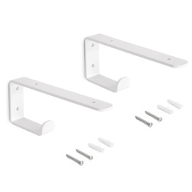 Jeu de 2 supports avec patères intégrées Shelf Emuca - Pour étagères bois - Acier - Blanc