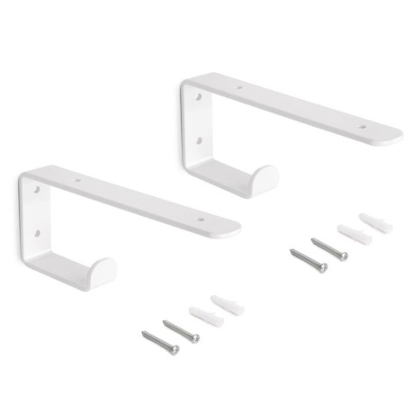 Jeu de 2 supports avec patères intégrées Shelf Emuca - Pour étagères bois - Acier - Blanc
