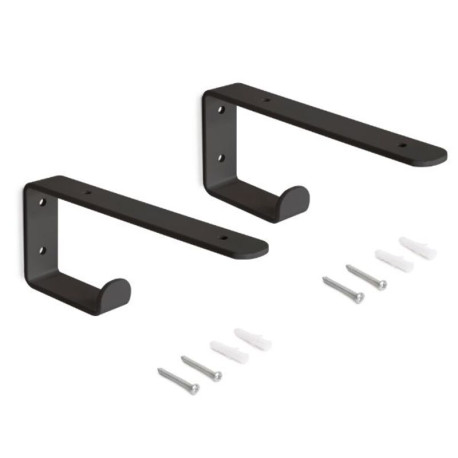 Jeu de 2 supports avec patères intégrées Shelf Emuca - Pour étagères bois - Acier - Noir