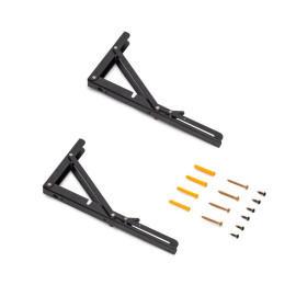 Jeu de 2 supports pliants Emuca - L.303mm - Pour étagères bois - Acier - Noir