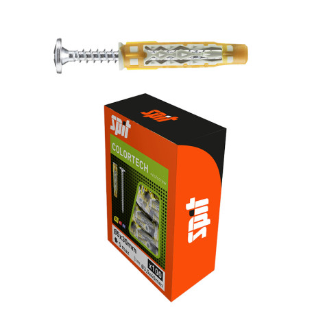 Boîte de 100 chevilles 5x30 mm avec vis universelle Colortech Spit