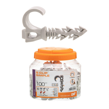 Bidon de 100 chevilles D20-25 mm simple crochet - fixation gaine Sclip Spit