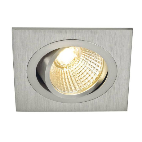 Spot LED simple encastré NEW TRIA 77 SLV - Inclinable - 8W - 2700K - Carré - Alu brossé - Clips ressorts - Non dimmable