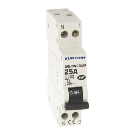 Disjoncteur courbe C Eur'Ohm - 25A - 1P+N - NF