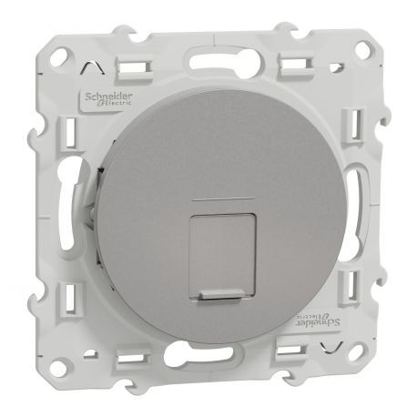Prise multimédia RJ45 Grade 3 Odace - Cat. 6 STP - Aluminium