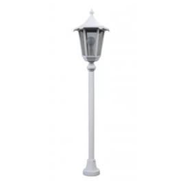 Potelet extérieur 1 lanterne Monaco Aric - 1.16m - E27 - 100W Max - IP43 - Blanc - Sans ampoule