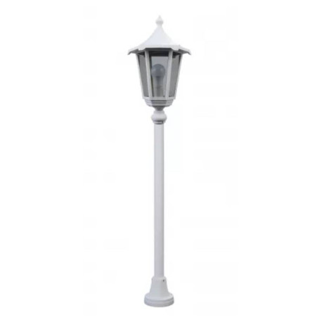 Potelet extérieur 1 lanterne Monaco Aric - 1.16m - E27 - 100W Max - IP43 - Blanc - Sans ampoule
