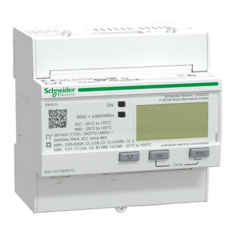 Compteur d'énergie triphasé Acti9 iEM-3215 Schneider Electric - TI - multi-tarif - MID