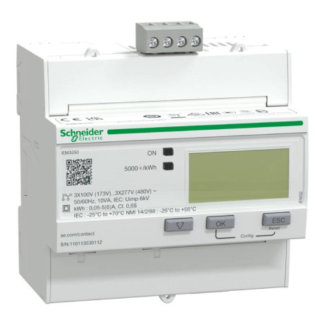 Compteur d'énergie triphasé Acti9 iEM-3250 Schneider Electric - TI - Modbus