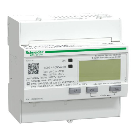 Compteur d'énergie triphasé Acti9 iEM-3210 Schneider Electric- TI - Impulsions - MID