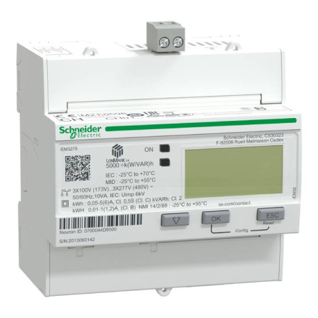 Compteur d'énergie triphasé Acti9 iEM-3275 Schneider Electric - TI - multi-tarif - LON - MID