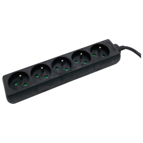 Multiprise 2P+T UPTEC - 5 prises - Noir