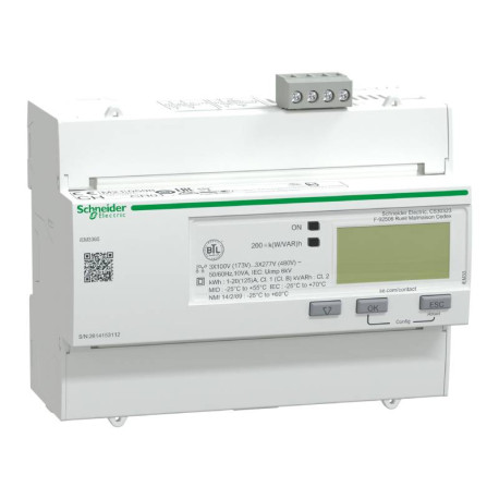 Compteur d'énergie triphasé Acti9 iEM-3365 Schneider Electric - 125A - Multi-tarif - Alarme kW - BACnet - MID
