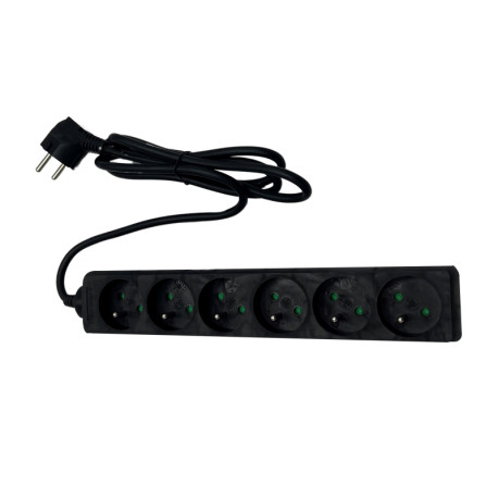 Multiprise 2P+T UPTEC - 6 prises - Noir