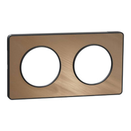 Plaque Odace Touch Schneider Electric - Bronze brossé avec liseré anthracite - Double horizontale et verticale